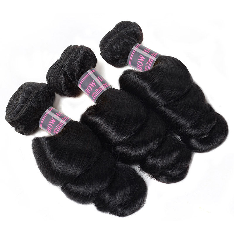 Malaysian Loose Wave Hair Extensions 3 Bundles With 360 Lace Frontal With Baby Hair Ishow 100% Remy Human Hair Weft - IshowVirginHair