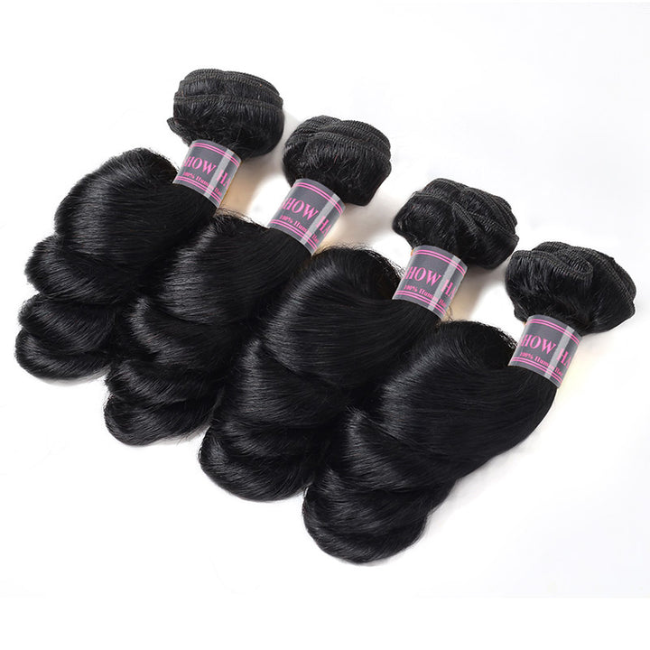 Malaysian Loose Wave 4 Bundles Human Hair Weave With Ear to Ear Lace Frontal Ishow 100% Virgin Remy Human Hair Extensions - IshowVirginHair