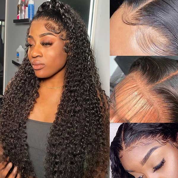 Ishow Curly Human Hair 13x4 Lace Frontal Wig Pre-Plucked Glueless Lace Wigs 32 Inch Long Hair Wigs