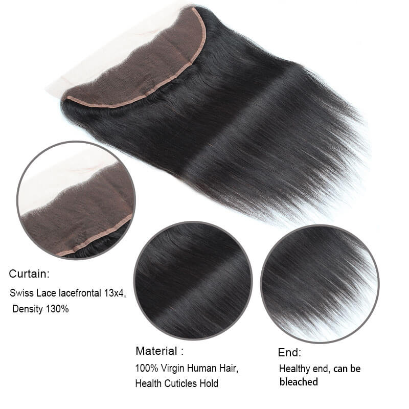 Peruvian Straight Hair Weave 4 Bundles With Ear to Ear Lace Frontal Closure 100% Remy Virgin Human Hair Bundles - IshowVirginHair