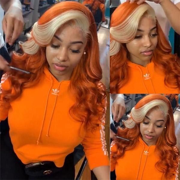 Ginger Blonde Wig Body Wave Human Hair Wigs HD Lace Front Wig 30 Inch