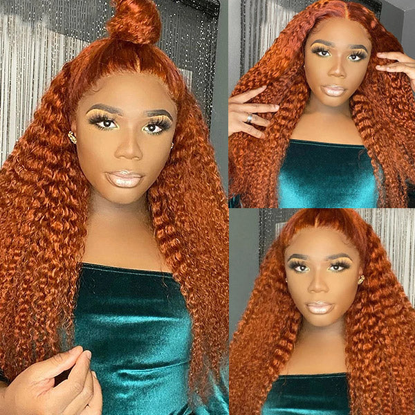 Products Ginger and Orange Wigs 13x4 Lace Front Wigs 32Inch Curly Frontal Lace Wigs With Pre Plucked