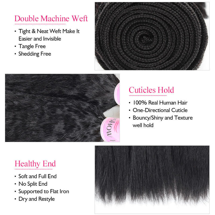 Human Hair Bundles of Weave Ishow Malaysian Yaki Straight Hair Extensions 3 Bundles Deal Remy Hair Weave Bundles - IshowVirginHair
