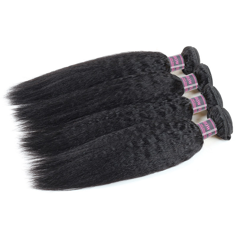 Malaysian Remy Virgin Human Hair Yaki Straight Hair Weave 4 Bundles Ishow Hair Extensions Free Shipping No Shedding - IshowVirginHair