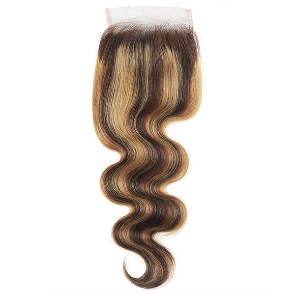 Ishow Beauty Peruvian Body Wave P4/27 Honey Blonde Human Hair Weave 3 Bundles With 4x4 Lace Closure - IshowHair