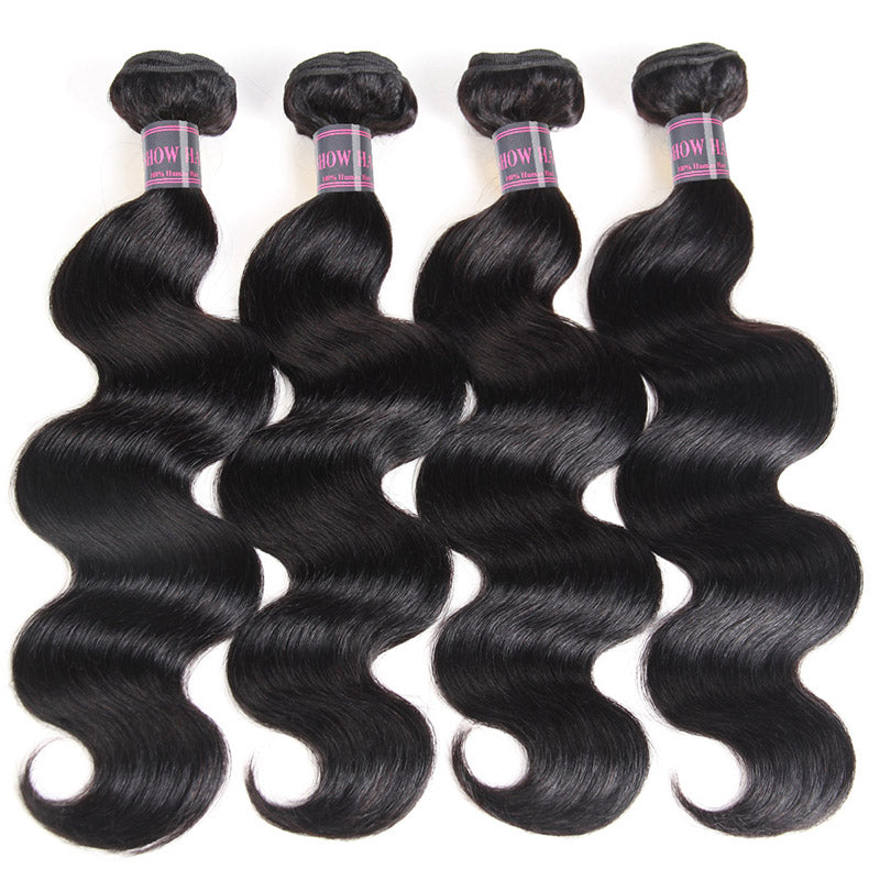 Virgin Malaysian Body Wave 4 Bundles with 13*4 Lace Frontal Ishow Hair