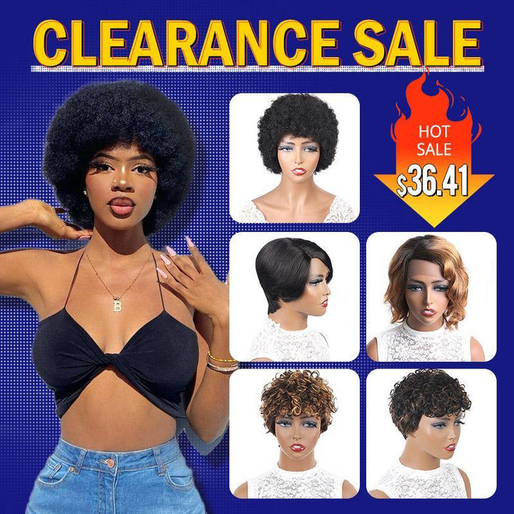 $36.41 Short Pixie Human Hair Wigs - IshowHair