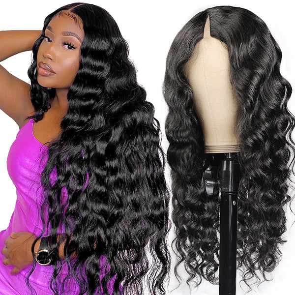 Loose Deep V Part Human Hair Wigs Free Part Lace Wigs For Beginnger Friendly 0 Skilled Need Wigs