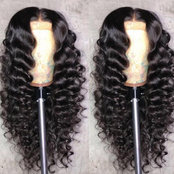 loose deep wave wig with different parting styles