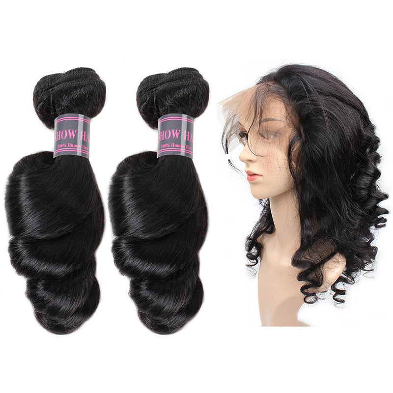 Loose Wave 100% Virgin Remy Human Hair Extensions 2 Bundles With 360 Lace Frontal Ishow Hair Bundles Weave - IshowVirginHair