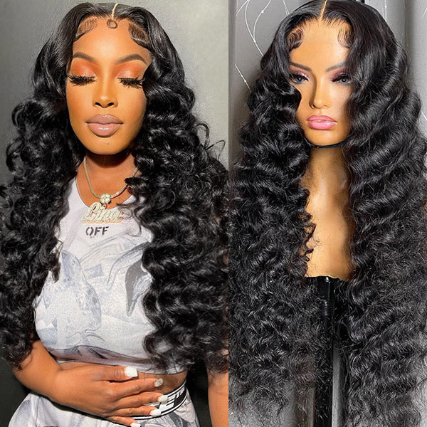 Loose Deep Glueless Wigs With Baby Hair Transparent HD Human Hair Wigs No Glue 4x4 Lace Closure Wigs