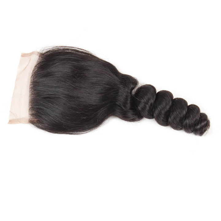 Virgin Brazilian Loose Wave Human Hair Weave 4 Bundles With 4*4 Lace Closure - IshowVirginHair