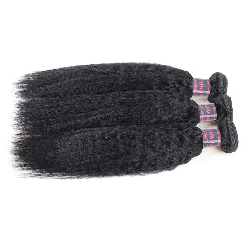 Ishow Hair 100% Peruvian Remy Human Hair Weave Yaki Straight Human Hair 3 Bundles - IshowVirginHair
