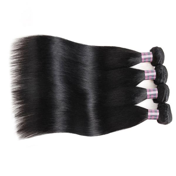 Peruvian Straight Hair Weave 4 Bundles With Ear to Ear Lace Frontal Closure - IshowHair