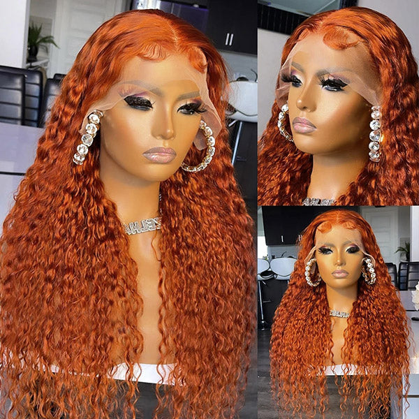 Products Ginger and Orange Wigs 13x4 Lace Front Wigs 32Inch Curly Frontal Lace Wigs With Pre Plucked