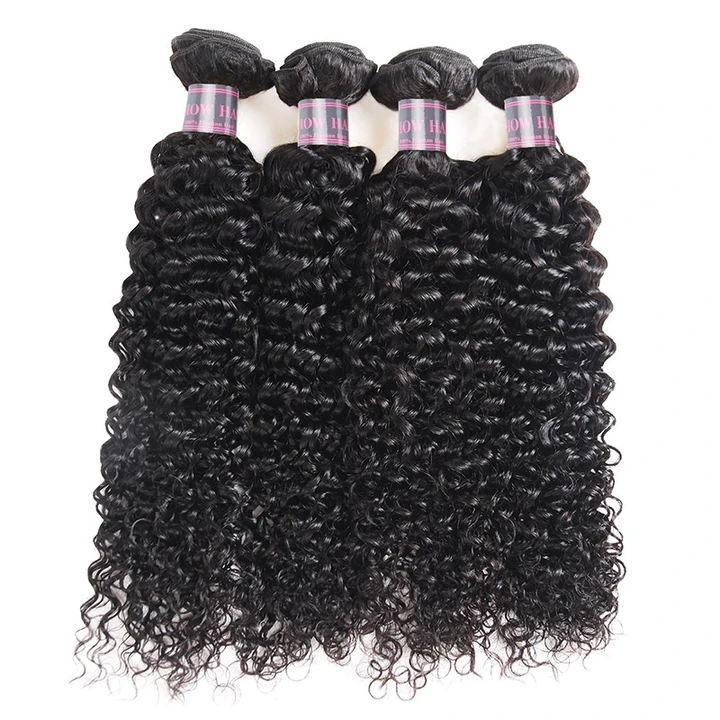 Ishow Hair Brazilian Curly Hair Weave 4 Bundles With 4*4 Lace Closure - IshowHair