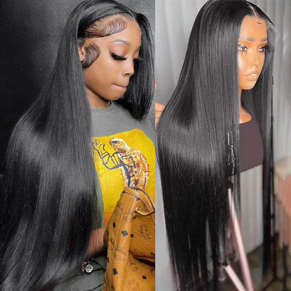 Glueless Lace Front Wigs 13x4 Transparent HD Lace Front Wigs 30 Inch Long Straight Human Hair Wigs