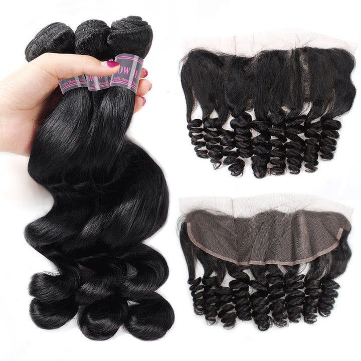 Peruvian Loose Wave Hair Extensions 3 Bundles With Lace Frontal Closure Ishow Remy Human Hair Weave Bundles - IshowVirginHair