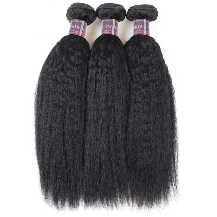 Ishow Hair 100% Peruvian Remy Human Hair Weave Yaki Straight Human Hair 3 Bundles - IshowVirginHair