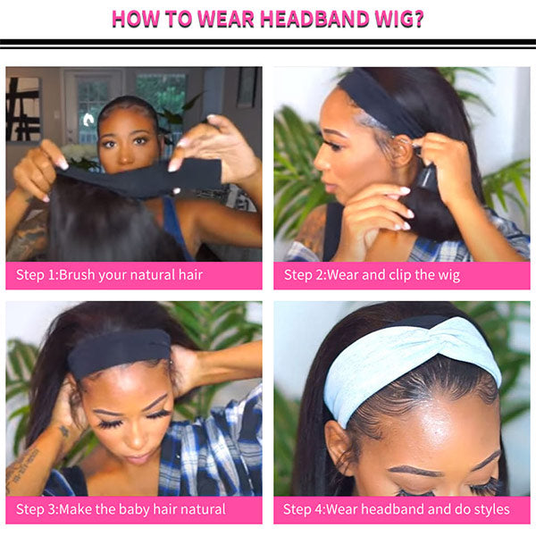 Products Water Wave Headband Wigs Human Hair Bob Wigs With Headband Glueless Human Hair Wigs For Black Women