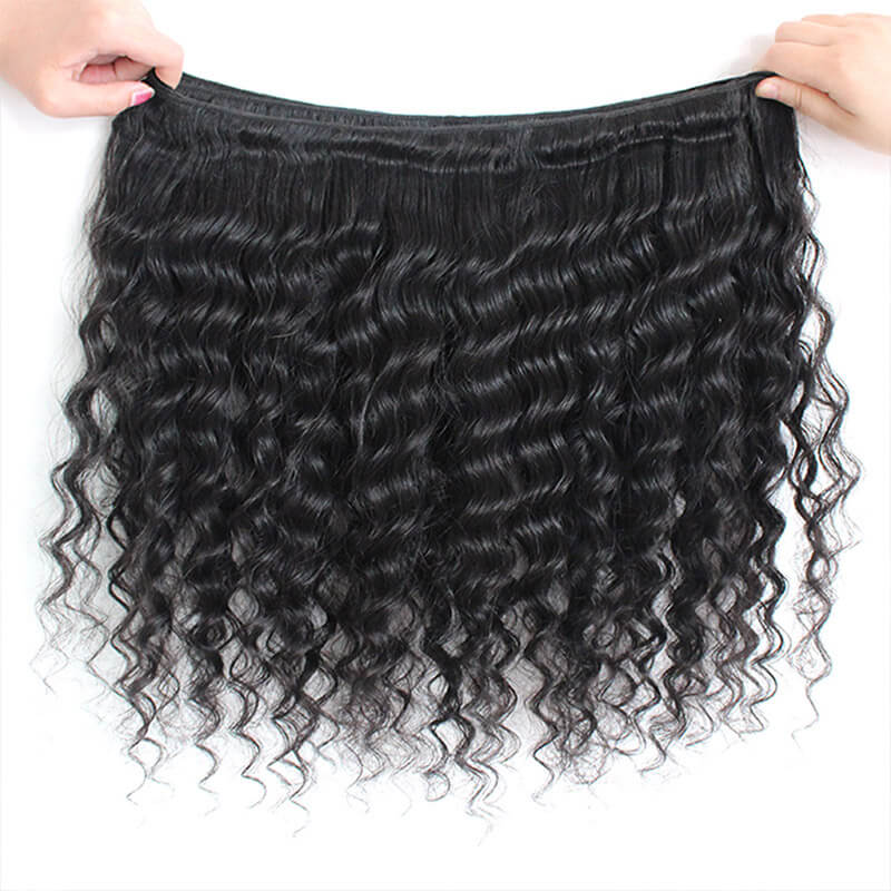 Malaysian Deep Wave Ishow 100% Remy Human Hair Weave 3 Bundles With Lace Frontal Hair Extensions Natural Color - IshowVirginHair