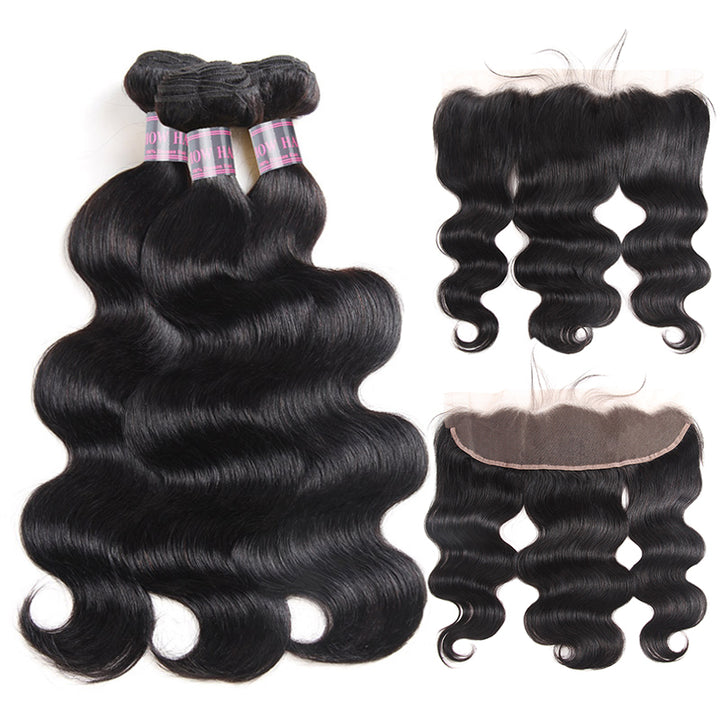 Ishow Body Wave 3 Bundles with 13*4 Lace Frontal Closure Virgin Brazilian Human Hair