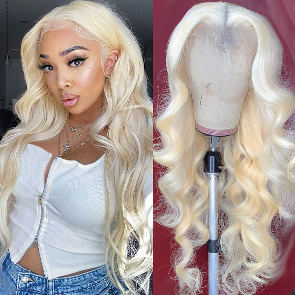 Platinum Blonde Wig Body Wave Human Hair 613 Frontal Wig HD Lace Front Wigs