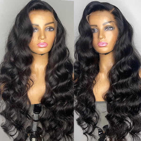 Ishow Hair Body Wave Transparent Human Hair Wigs Lace Frontal Closure Wig