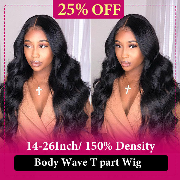 T Part Human Hair Wig Body Wave Lace Front Wigs Black Friday Sale Clearance Wigs-Code: BFsale