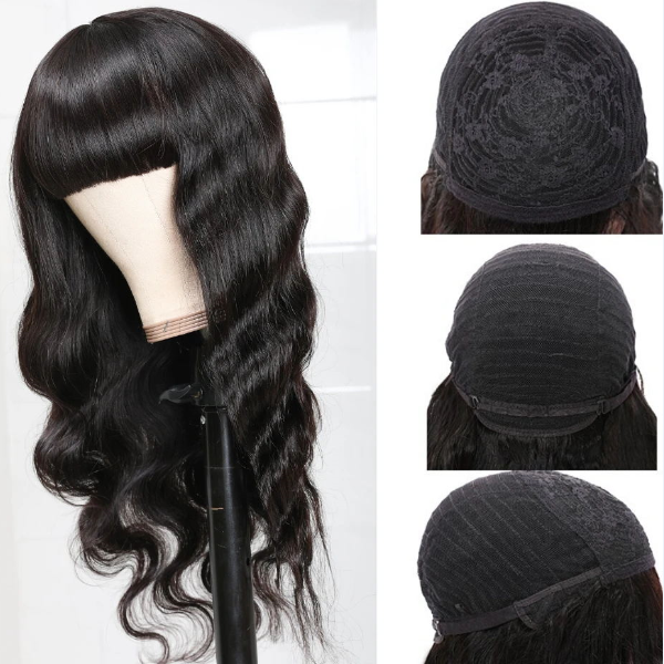 Ishow Beauty New Arrival Machine Made without Lace Wig With Bangs, 100% Human Hair Wigs - IshowHair