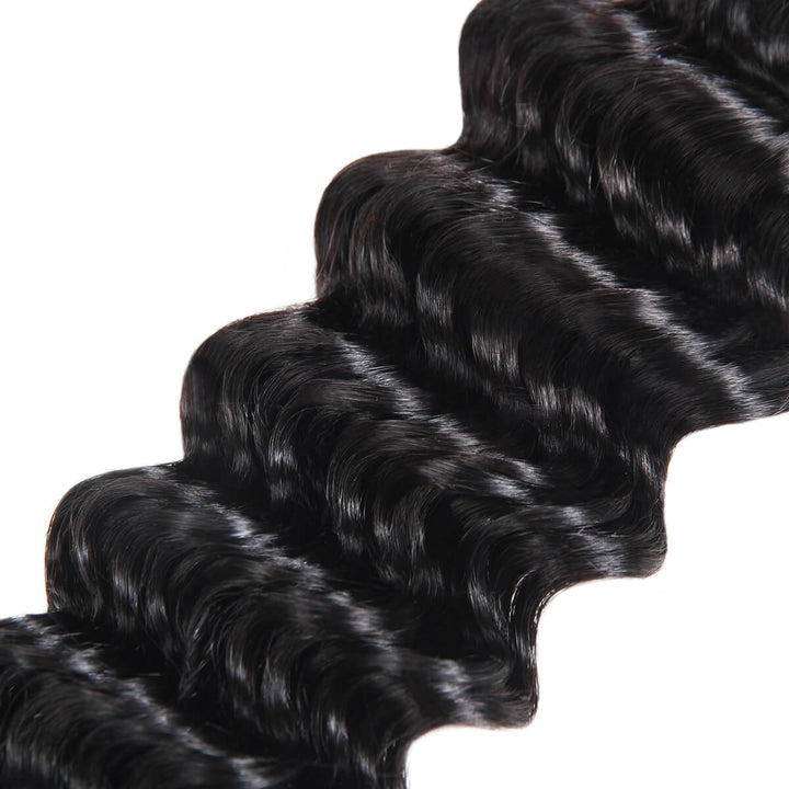 Peruvian Deep Wave Hair Extensions 3 Bundles With Lace Closure Baby Hair 100% Remy Virgin Human Hair Bundles Weave - IshowVirginHair
