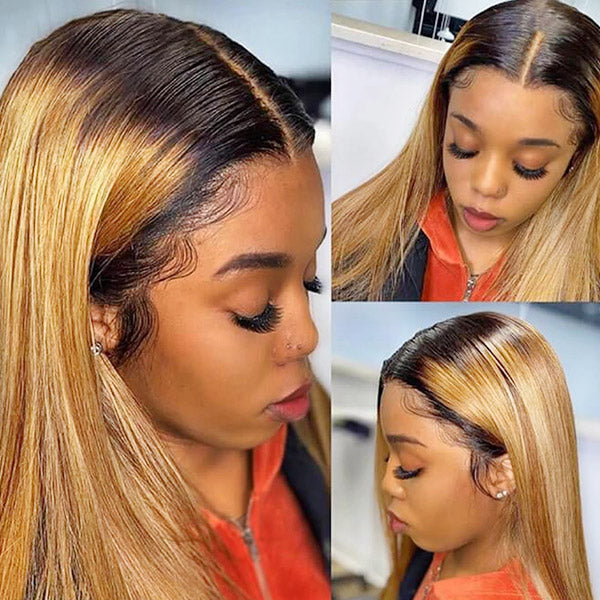 1B 27 Honey Blonde Lace Front Wigs Straight HD 13x4 Front Wigs With Baby Hair Full Lace Wigs Human Hair