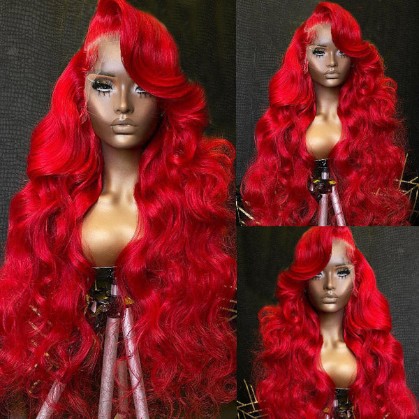 Products Red Lace Front Wigs Body Wave 13x4 HD Frontal Wigs Human Hair Transparent Lace Wigs