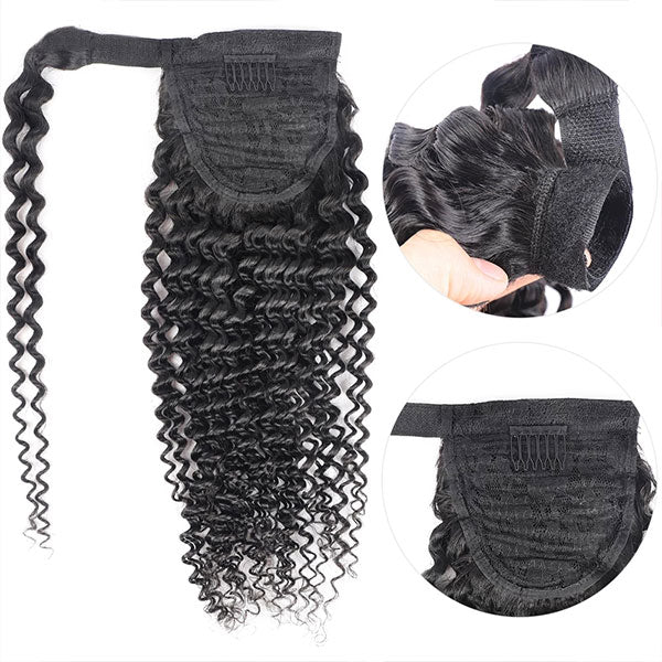 High Ponytail with Weave Virgin Human Hair Curly Hair Clip in Extension 30 Inch
