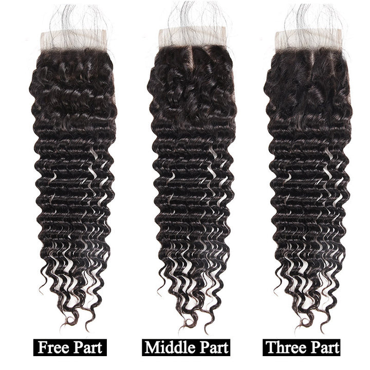 Ishow Hair Malaysian Deep Wave Human Hair 4 Bundles With Lace Closure - IshowHair