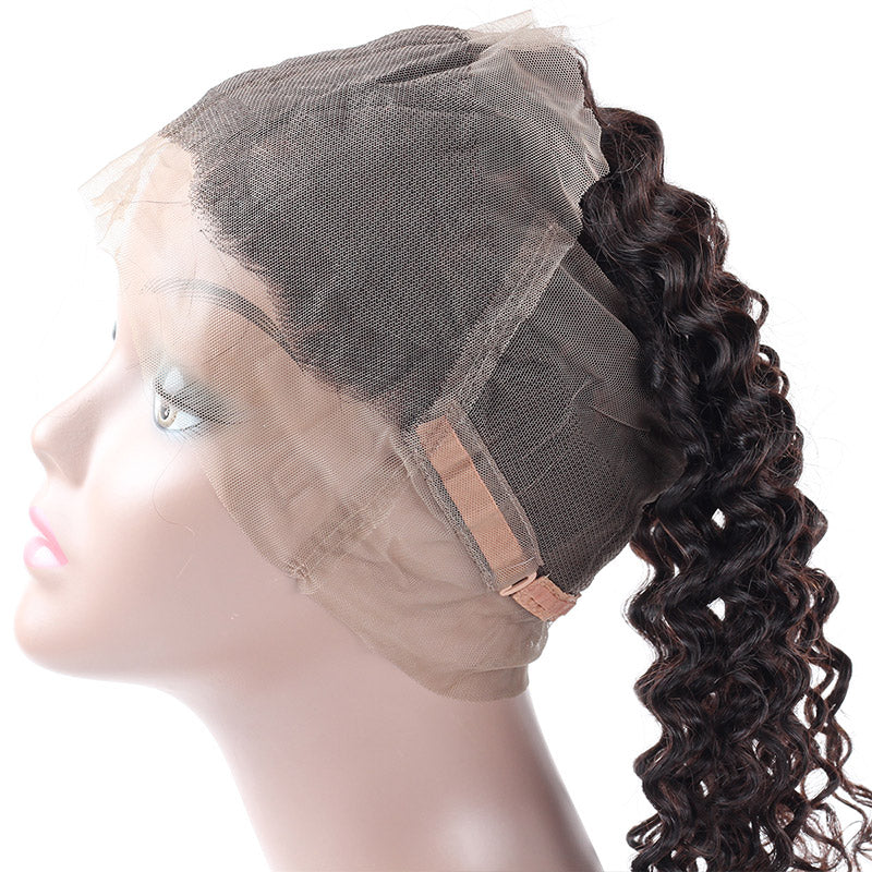 Virgin Brazilian Deep Wave Hair 3 Bundles With 360 Lace Frontal Ishow Human Hair - IshowHair