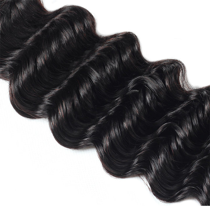 Ishow Virgin Peruvian Deep Wave Hair Weave 3 Bundles With 13*4 Lace Frontal Closure - IshowHair