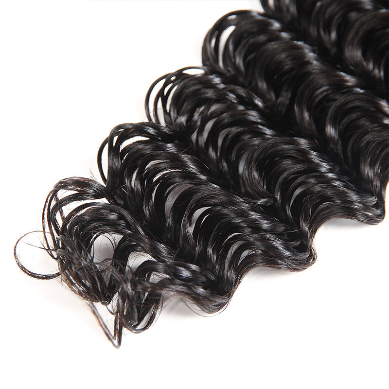 Virgin Indian Hair Deep Wave 4 Bundles With 4*4 Lace Closure