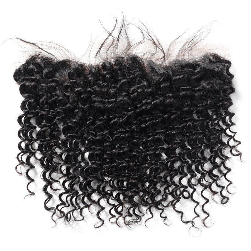 Virgin Peruvian Deep Wave Hair 4 Bundles With 13*4 Lace Frontal