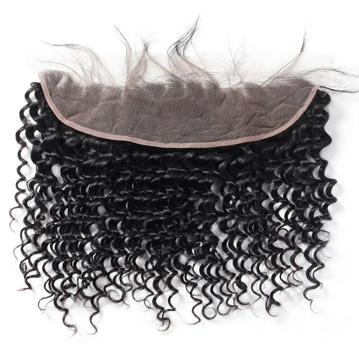 Virgin Malaysian Deep Wave Hair 3 Bundles With 13*4 Lace Frontal Ishow Hair