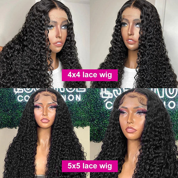 Products Deep Wave Human Hair Wigs 4*4 Lace Closure Wigs HD Indian Human Hair Wigs