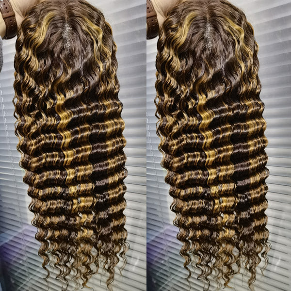 Flash Sale Highlight Lace Wigs Deep Wave T Part Wigs $89=16 Inch Wig
