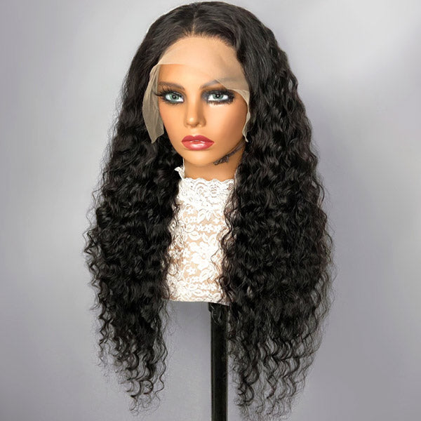 Deep Curly 13x4 Lace Front Wig HD Human Hair Lace Wigs Indian Hair Wigs With Baby Hair