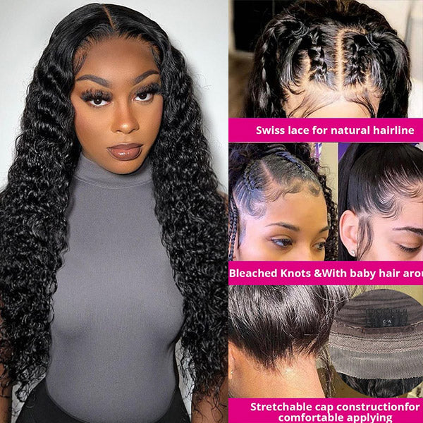 Deep Wave Real HD Lace Wigs 250% Density Human Hair Wigs With Baby Hair Long 13x4 Lace Frontal Wigs