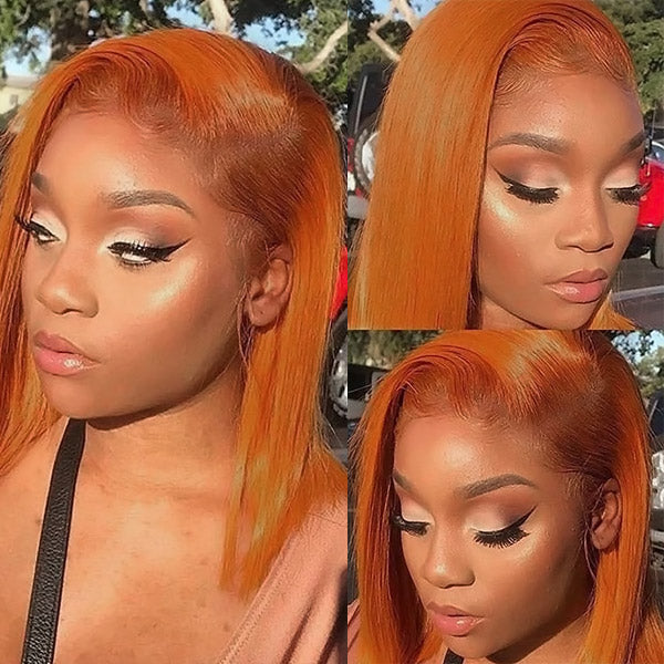 Ginger Bob Wigs Human Hair Bob Wigs 4x4 Lace Closure Wigs Ginger