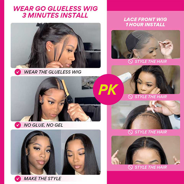 Glueless Wigs Straight Hair Lace Closure Wigs With Baby Hair 250% Density Human Hair Wigs