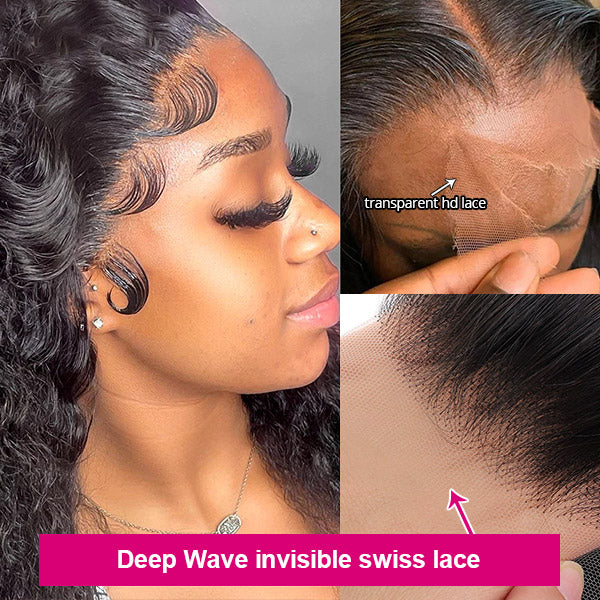 Deep Wave Real HD Lace Wigs 250% Density Human Hair Wigs With Baby Hair Long 13x4 Lace Frontal Wigs
