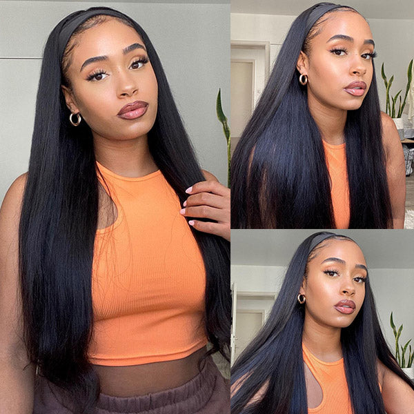 straight hair headband wig