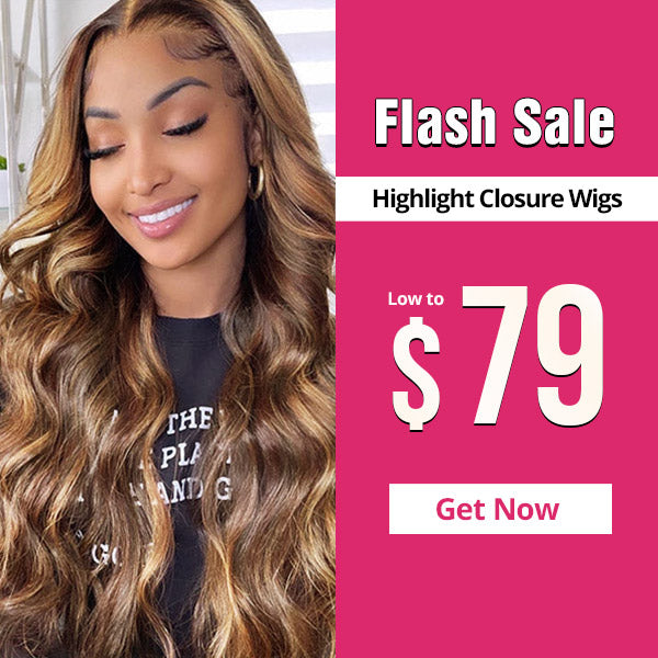 Highlight Closure Wigs 4x4 Body Wave Human Hair Wigs Ishow $79 Sale