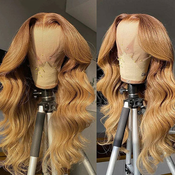 Honey Blonde Lace Front Wigs 30Inch Body Wave Colored Wigs 13x4 HD Transparent Front Wigs